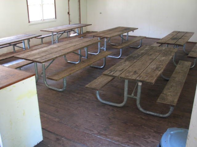 Covered picnic tables for group meals
